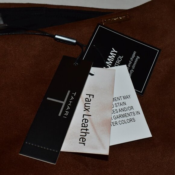 T Tahari Faux Leather Suede Pull on Tummy Control Fall Pants Size M - Picture 5 of 10